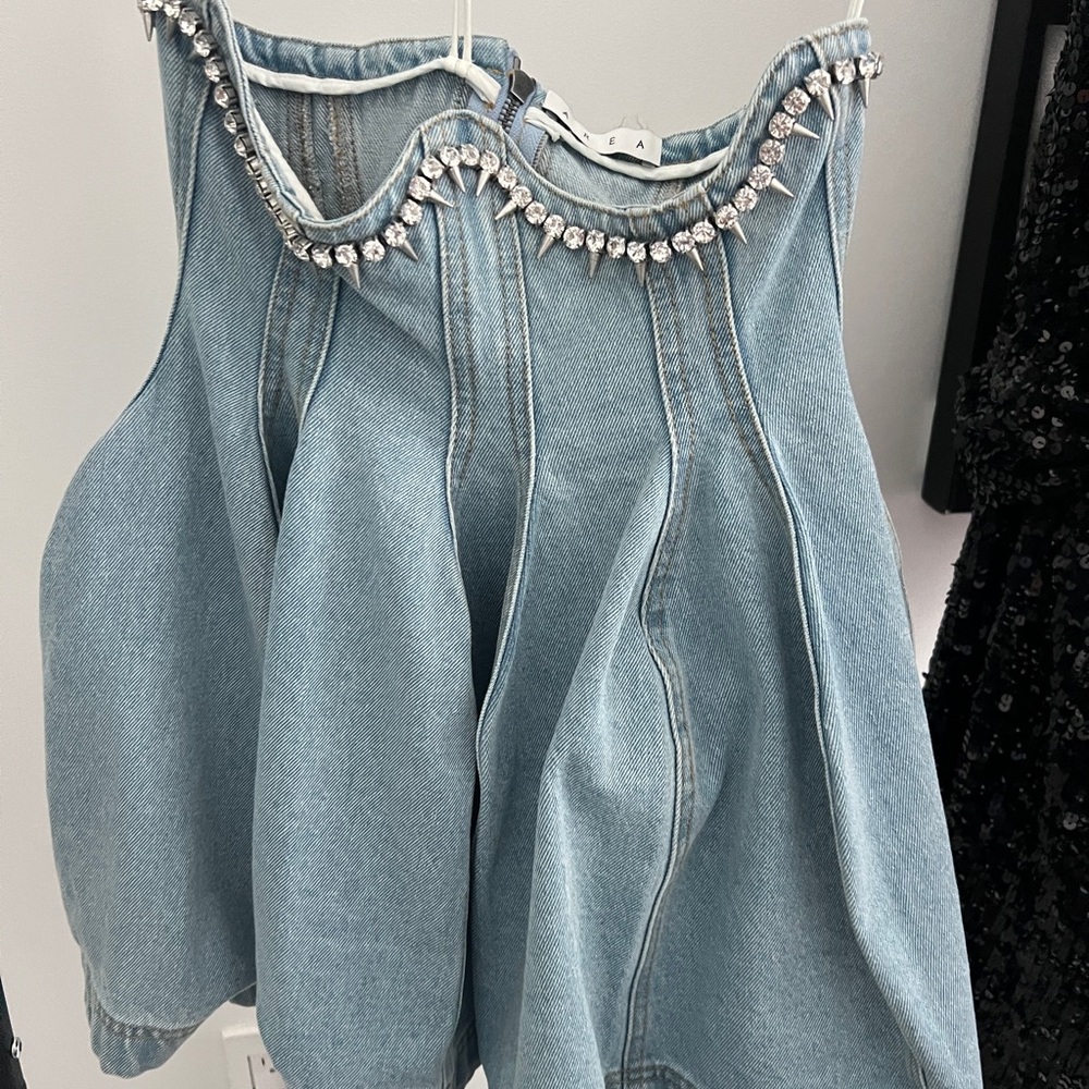 Area Embellished Denim corset skirt